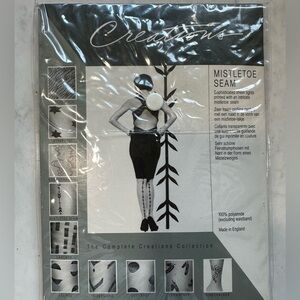 Pretty Polly Vintage Black and White Mistletoe Seam Tights